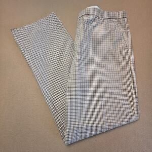 J.Crew Cotton Gingham Plaid Seersucker Trouser Pants Beige Tan Classic Fit 36x34